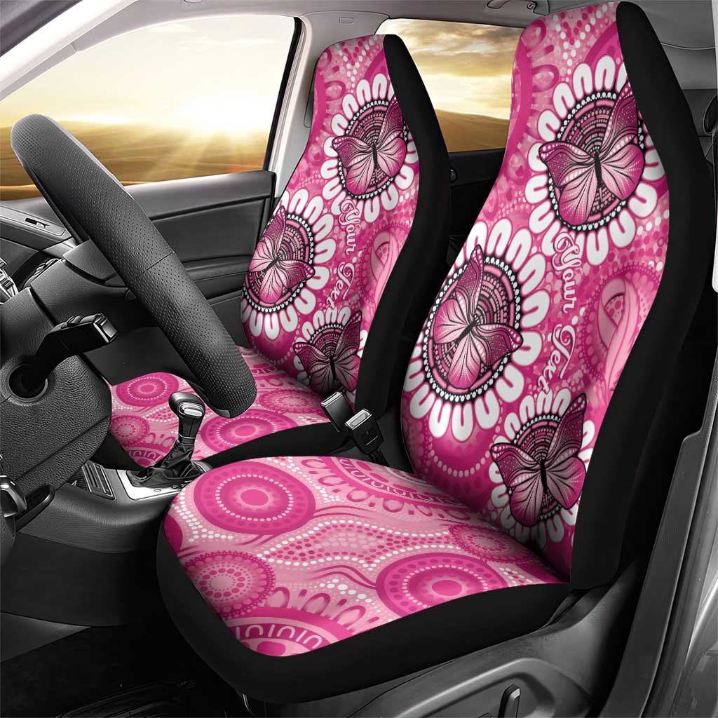 Personalised Australia Indigenous Car Seat Cover Breast Cancer Ribbon Think Pink - Pink Version LT14