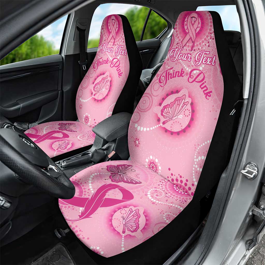 Personalised Australia Indigenous Car Seat Cover Breast Cancer Ribbon Think Pink - Pink Version