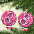 Personalised Australia Indigenous Ceramic Ornament Breast Cancer Ribbon Think Pink - Pink Version - Aussie Hoodie