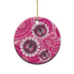Personalised Australia Indigenous Ceramic Ornament Breast Cancer Ribbon Think Pink - Pink Version - Aussie Hoodie