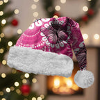 Personalised Australia Indigenous Christmas Santa Hat Breast Cancer Ribbon Think Pink - Pink Version - Aussie Hoodie