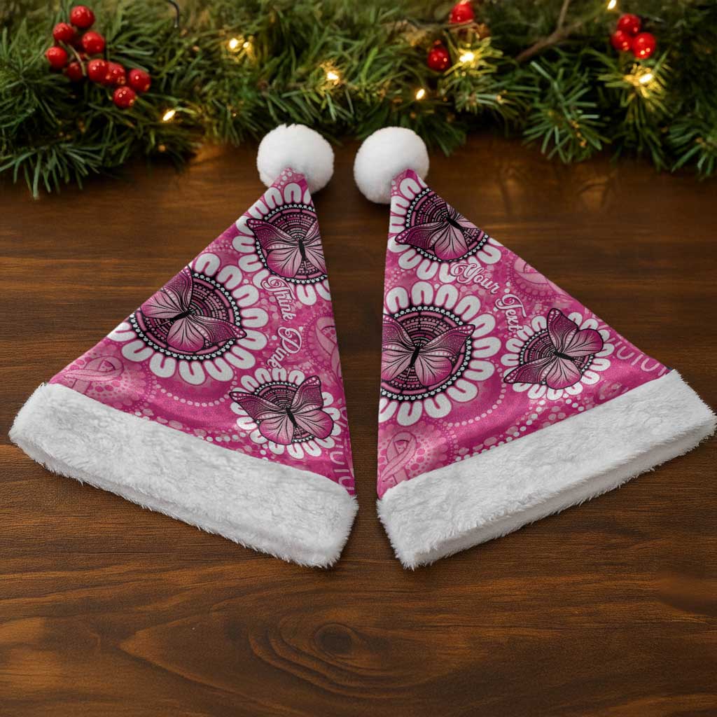 Personalised Australia Indigenous Christmas Santa Hat Breast Cancer Ribbon Think Pink - Pink Version - Aussie Hoodie