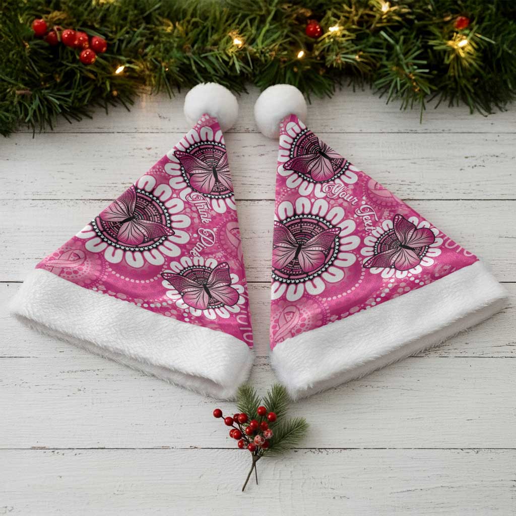 Personalised Australia Indigenous Christmas Santa Hat Breast Cancer Ribbon Think Pink - Pink Version - Aussie Hoodie