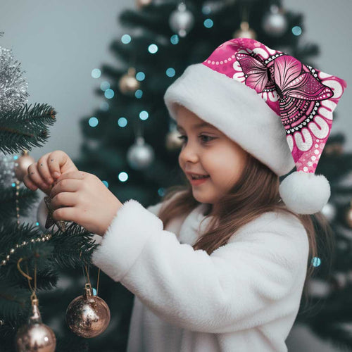 Personalised Australia Indigenous Christmas Santa Hat Breast Cancer Ribbon Think Pink - Pink Version - Aussie Hoodie