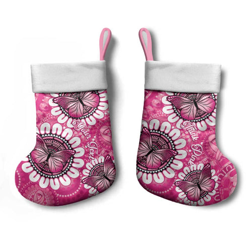 Personalised Australia Indigenous Christmas Stocking Breast Cancer Ribbon Think Pink - Pink Version - Aussie Hoodie