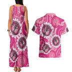 Personalised Australia Indigenous Couples Matching Tank Maxi Dress and Hawaiian Shirt Breast Cancer Ribbon Think Pink - Pink Version LT14