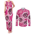 Personalised Australia Indigenous Couples Matching Tank Maxi Dress and Long Sleeve Button Shirt Breast Cancer Ribbon Think Pink - Pink Version LT14