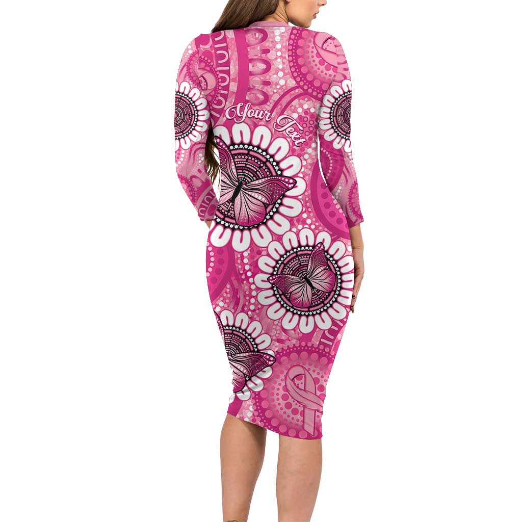 Personalised Australia Indigenous Family Matching Long Sleeve Bodycon Dress and Hawaiian Shirt Breast Cancer Ribbon Think Pink - Pink Version LT14