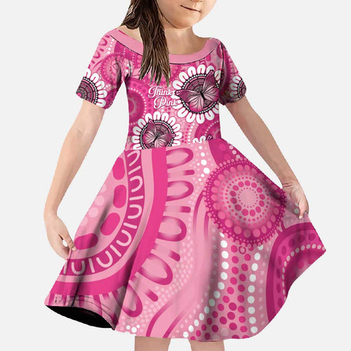 Personalised Australia Indigenous Family Matching Mermaid Dress and Hawaiian Shirt Breast Cancer Ribbon Think Pink - Pink Version LT14
