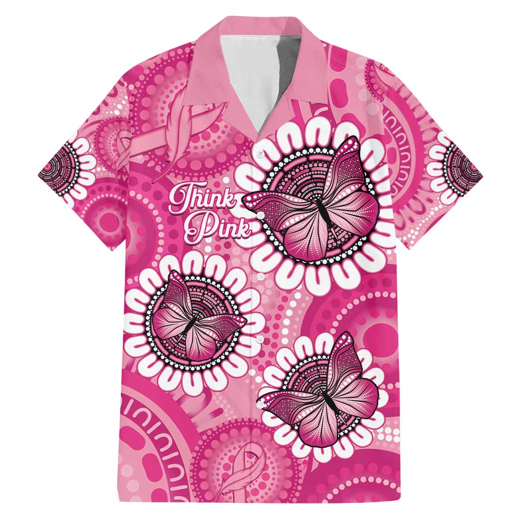 Personalised Australia Indigenous Family Matching Mermaid Dress and Hawaiian Shirt Breast Cancer Ribbon Think Pink - Pink Version LT14