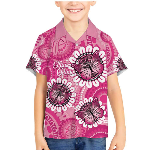 Personalised Australia Indigenous Family Matching Mermaid Dress and Hawaiian Shirt Breast Cancer Ribbon Think Pink - Pink Version LT14