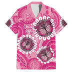 Personalised Australia Indigenous Family Matching Off The Shoulder Long Sleeve Dress and Hawaiian Shirt Breast Cancer Ribbon Think Pink - Pink Version LT14