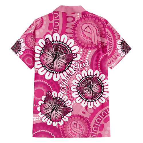 Personalised Australia Indigenous Family Matching Off Shoulder Short Dress and Hawaiian Shirt Breast Cancer Ribbon Think Pink - Pink Version LT14