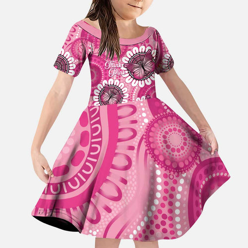 Personalised Australia Indigenous Family Matching Puletasi and Hawaiian Shirt Breast Cancer Ribbon Think Pink - Pink Version LT14