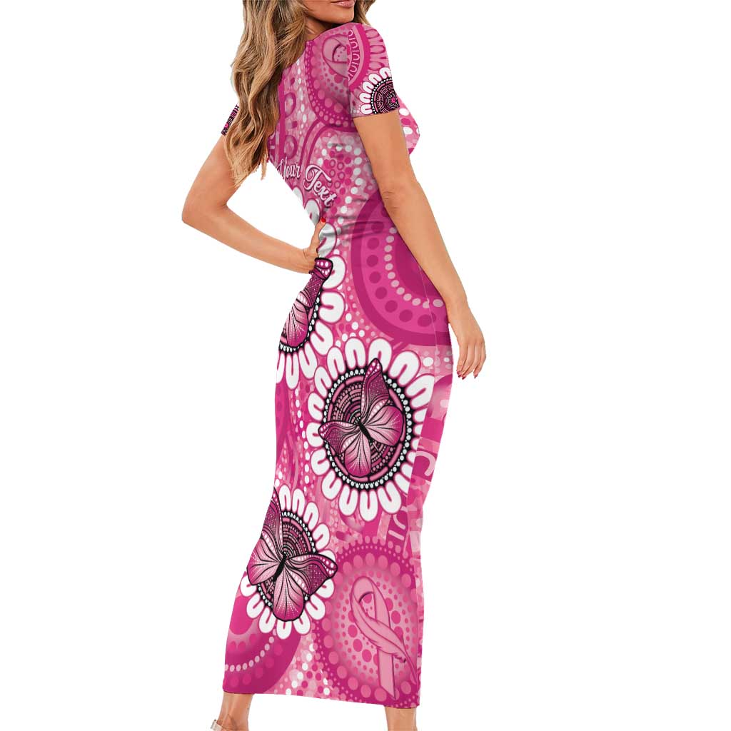 Personalised Australia Indigenous Family Matching Short Sleeve Bodycon Dress and Hawaiian Shirt Breast Cancer Ribbon Think Pink - Pink Version LT14