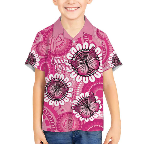 Personalised Australia Indigenous Family Matching Short Sleeve Bodycon Dress and Hawaiian Shirt Breast Cancer Ribbon Think Pink - Pink Version LT14