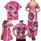 Personalised Australia Indigenous Family Matching Summer Maxi Dress and Hawaiian Shirt Breast Cancer Ribbon Think Pink - Pink Version LT14