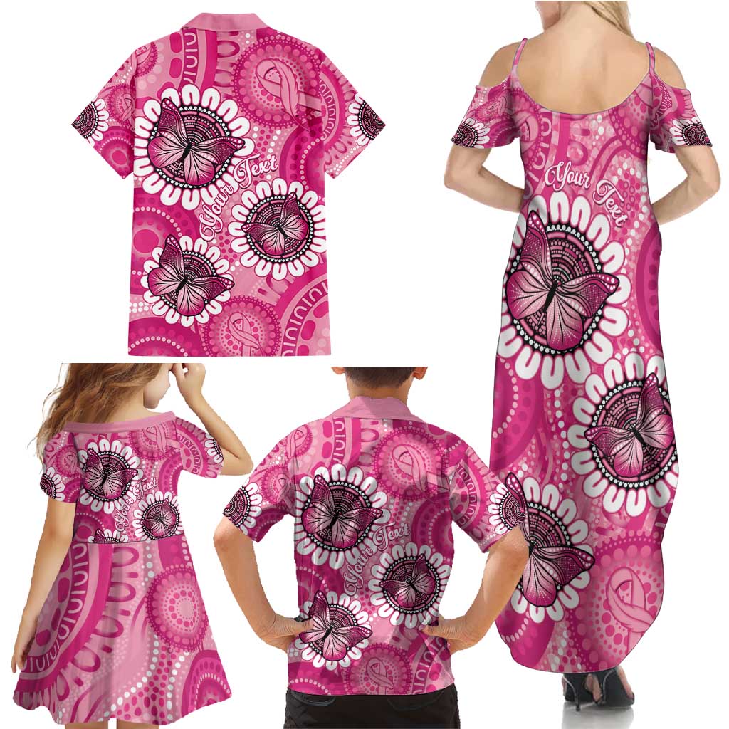 Personalised Australia Indigenous Family Matching Summer Maxi Dress and Hawaiian Shirt Breast Cancer Ribbon Think Pink - Pink Version LT14