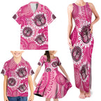 Personalised Australia Indigenous Family Matching Tank Maxi Dress and Hawaiian Shirt Breast Cancer Ribbon Think Pink - Pink Version LT14
