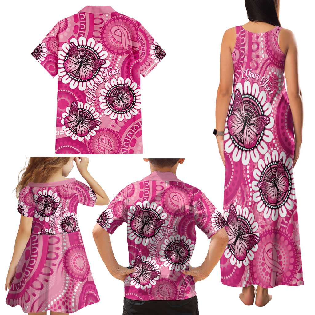Personalised Australia Indigenous Family Matching Tank Maxi Dress and Hawaiian Shirt Breast Cancer Ribbon Think Pink - Pink Version LT14