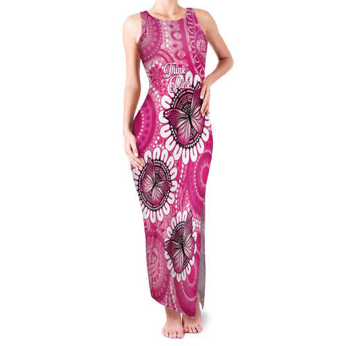 Personalised Australia Indigenous Family Matching Tank Maxi Dress and Hawaiian Shirt Breast Cancer Ribbon Think Pink - Pink Version LT14