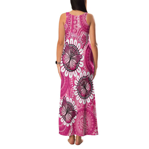 Personalised Australia Indigenous Family Matching Tank Maxi Dress and Hawaiian Shirt Breast Cancer Ribbon Think Pink - Pink Version LT14