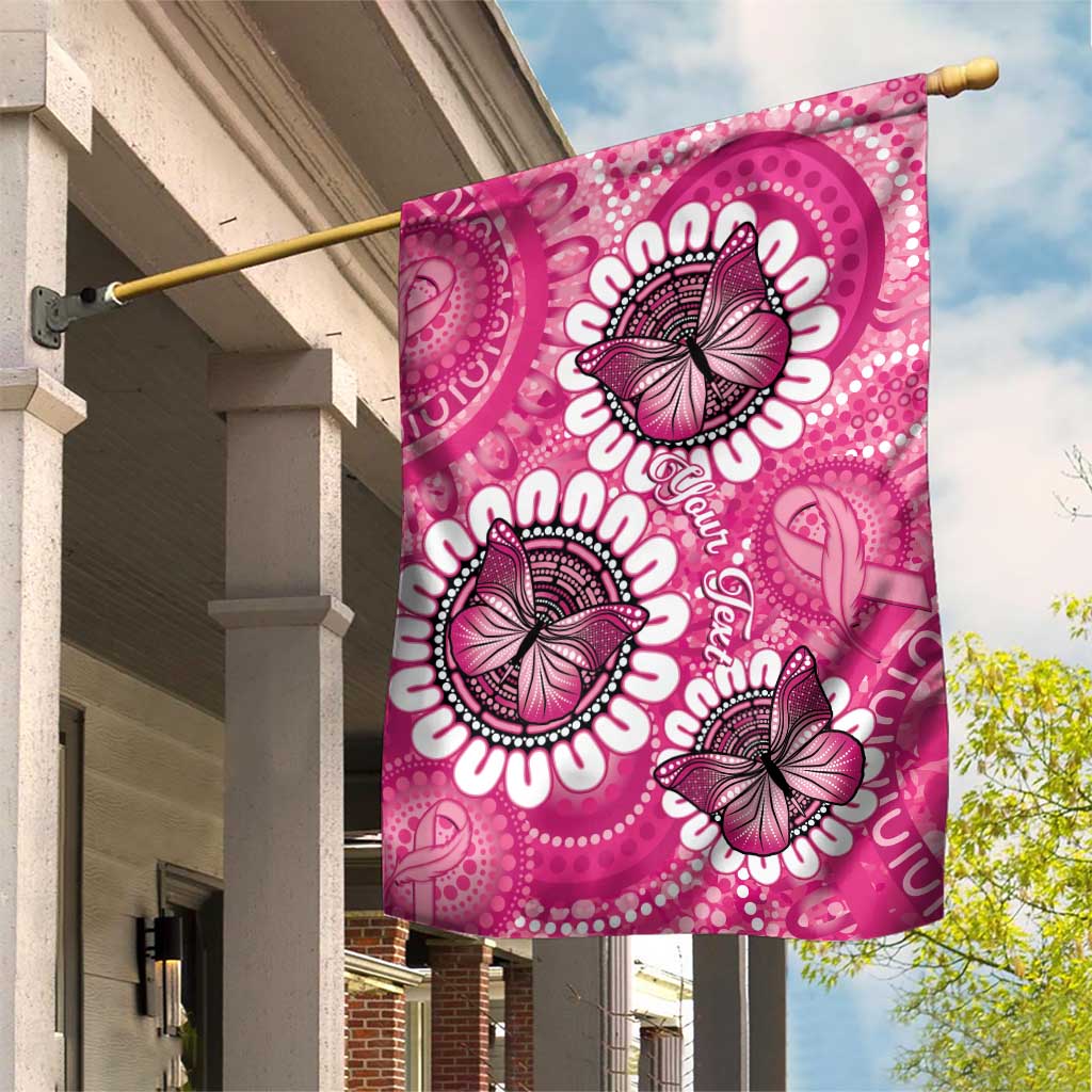 Personalised Australia Indigenous Garden Flag Breast Cancer Ribbon Think Pink - Pink Version LT14
