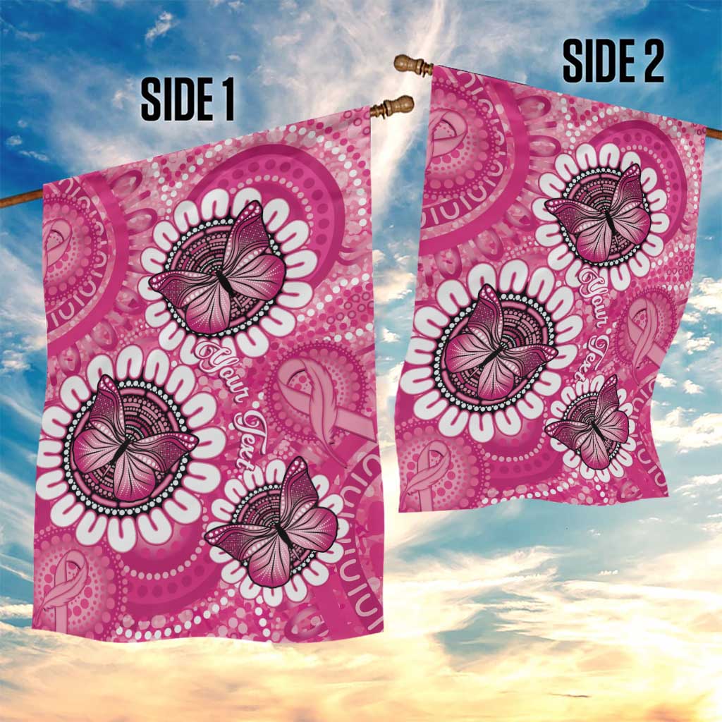 Personalised Australia Indigenous Garden Flag Breast Cancer Ribbon Think Pink - Pink Version LT14