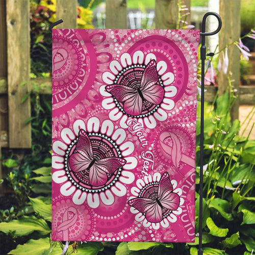 Personalised Australia Indigenous Garden Flag Breast Cancer Ribbon Think Pink - Pink Version LT14