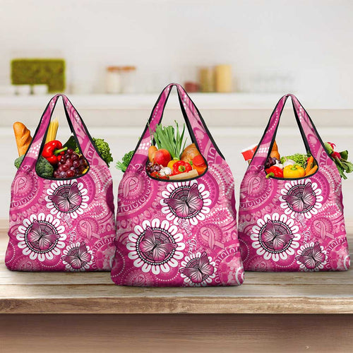 Personalised Australia Indigenous Grocery Bag Breast Cancer Ribbon Think Pink - Pink Version LT14