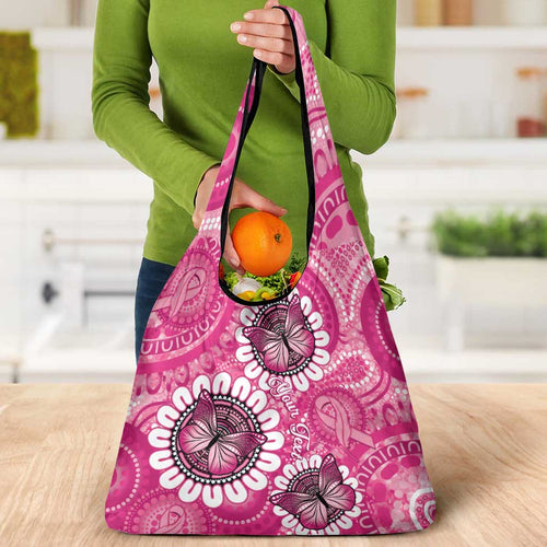 Personalised Australia Indigenous Grocery Bag Breast Cancer Ribbon Think Pink - Pink Version LT14