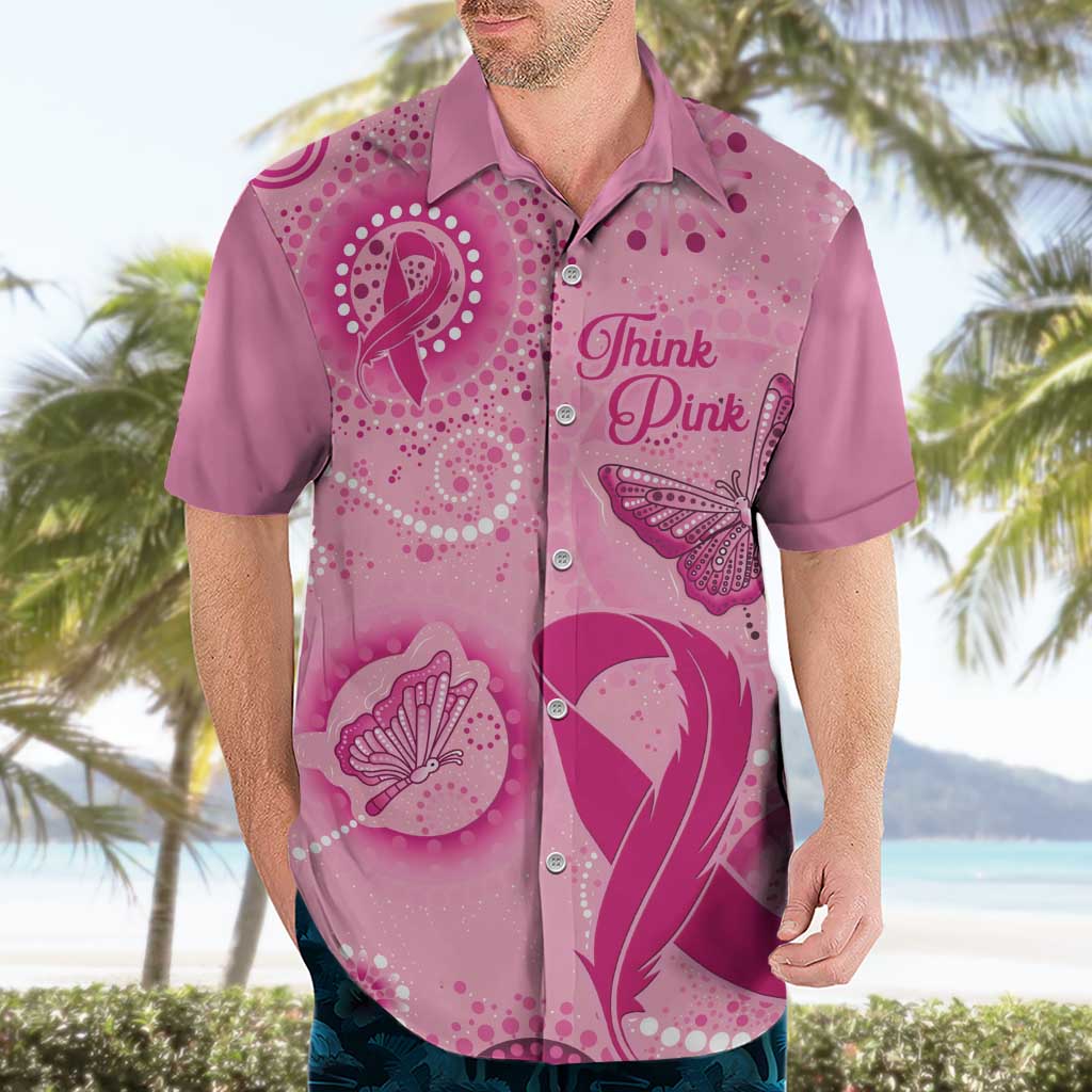 Personalised Australia Indigenous Hawaiian Shirt Breast Cancer Ribbon Think Pink - Pink Version
