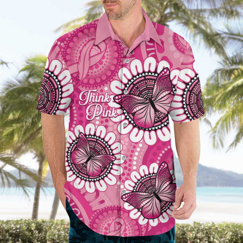 Personalised Australia Indigenous Hawaiian Shirt Breast Cancer Ribbon Think Pink - Pink Version LT14