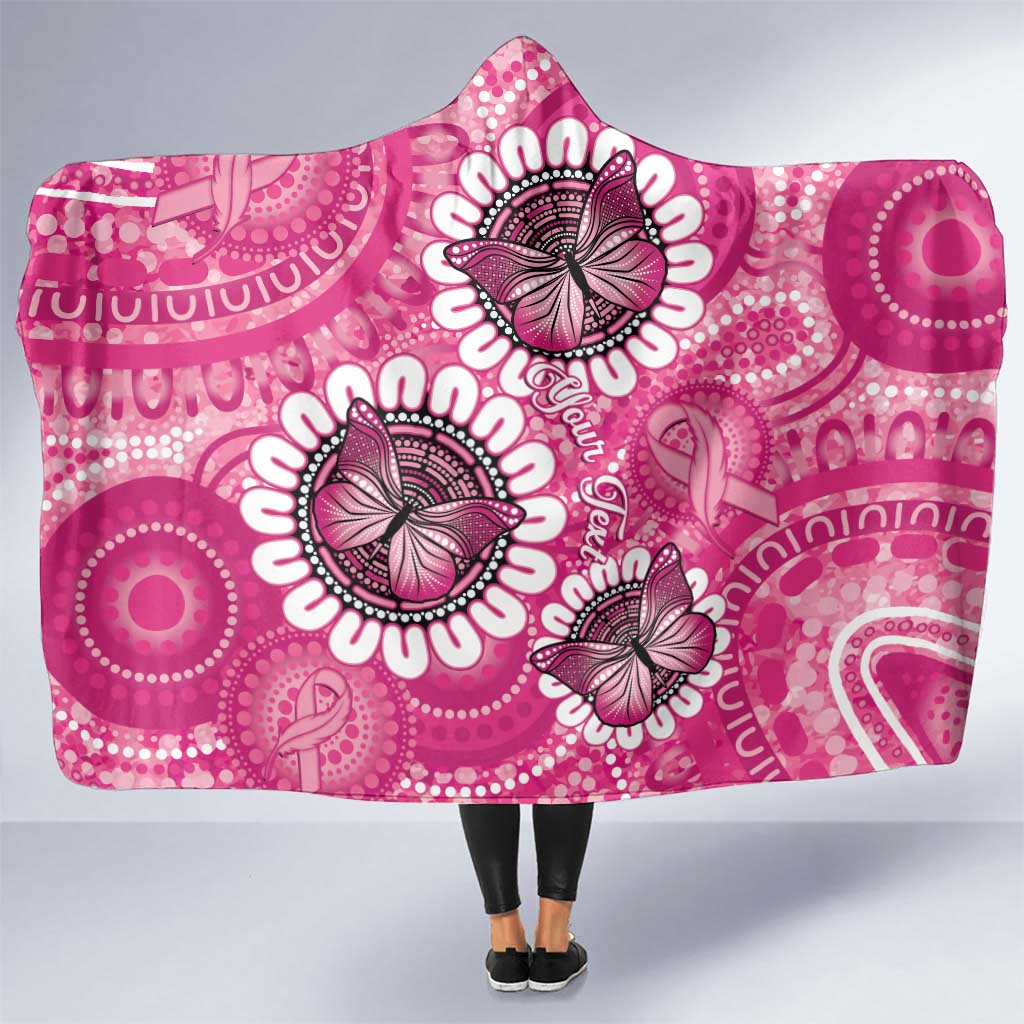 Personalised Australia Indigenous Hooded Blanket Breast Cancer Ribbon Think Pink - Pink Version LT14