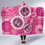 Personalised Australia Indigenous Hooded Blanket Breast Cancer Ribbon Think Pink - Pink Version LT14