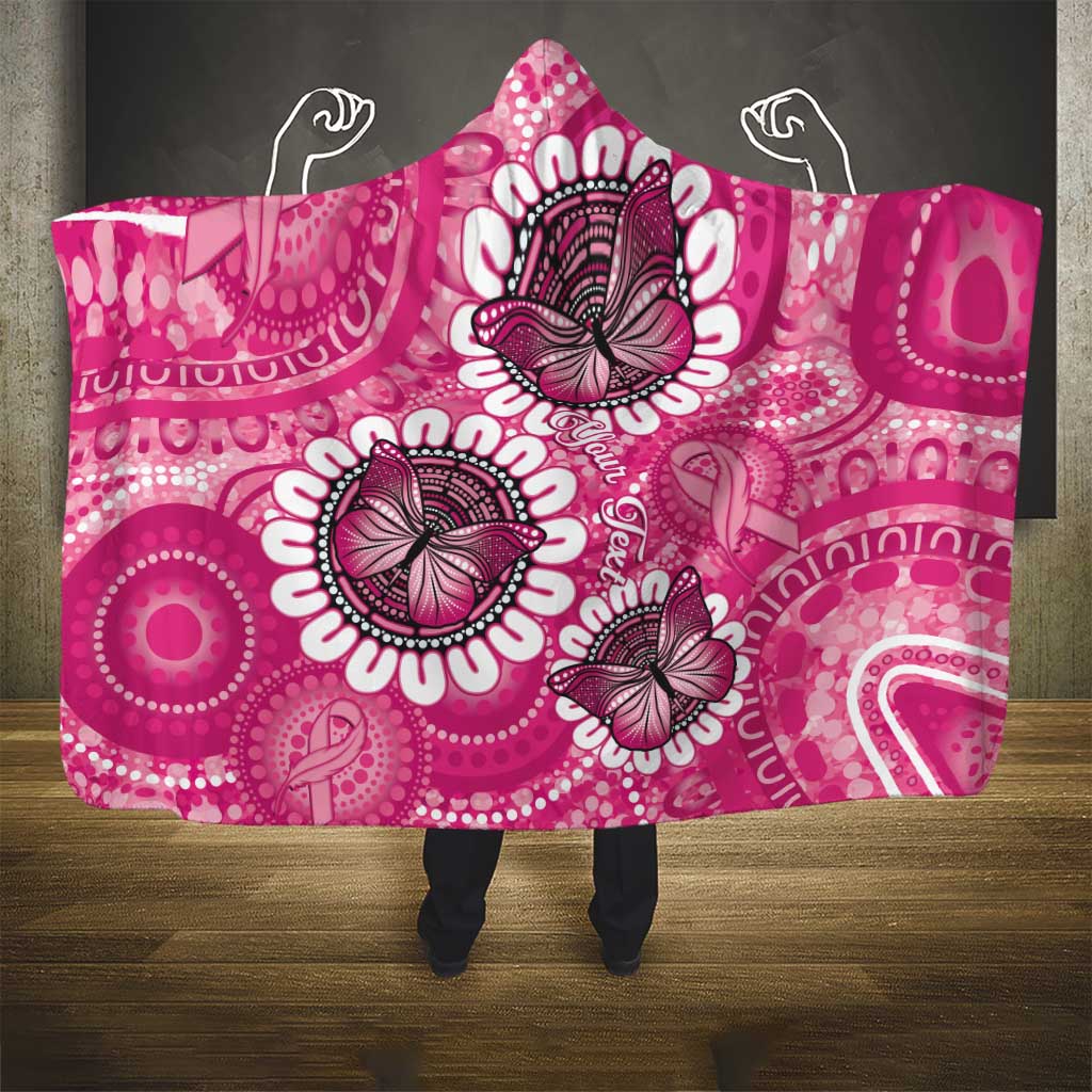 Personalised Australia Indigenous Hooded Blanket Breast Cancer Ribbon Think Pink - Pink Version LT14
