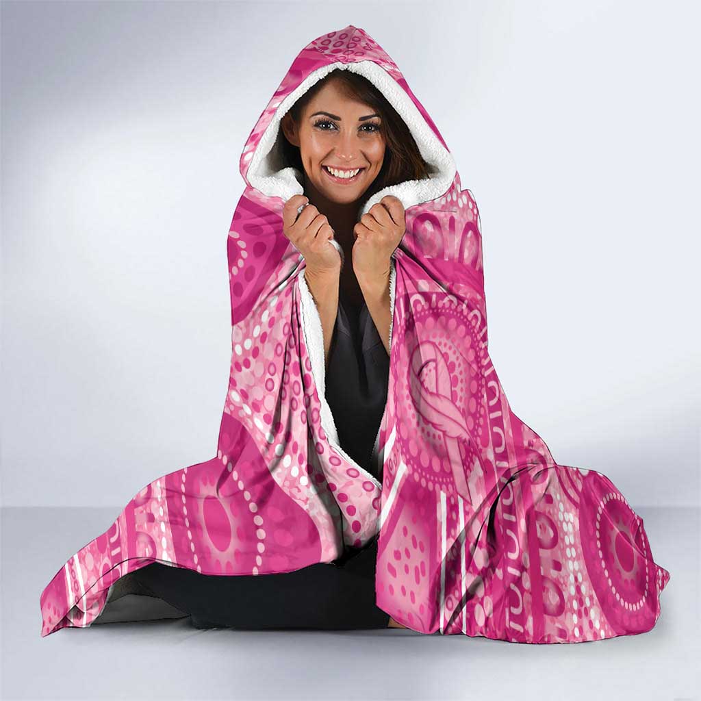 Personalised Australia Indigenous Hooded Blanket Breast Cancer Ribbon Think Pink - Pink Version LT14
