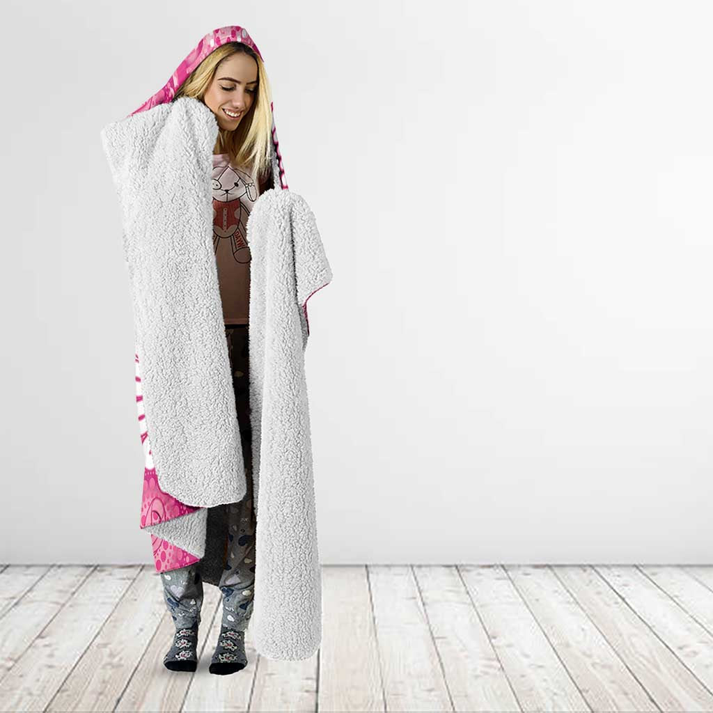 Personalised Australia Indigenous Hooded Blanket Breast Cancer Ribbon Think Pink - Pink Version LT14