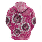 Personalised Australia Indigenous Hoodie Breast Cancer Ribbon Think Pink - Pink Version LT14