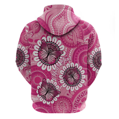 Personalised Australia Indigenous Hoodie Breast Cancer Ribbon Think Pink - Pink Version LT14