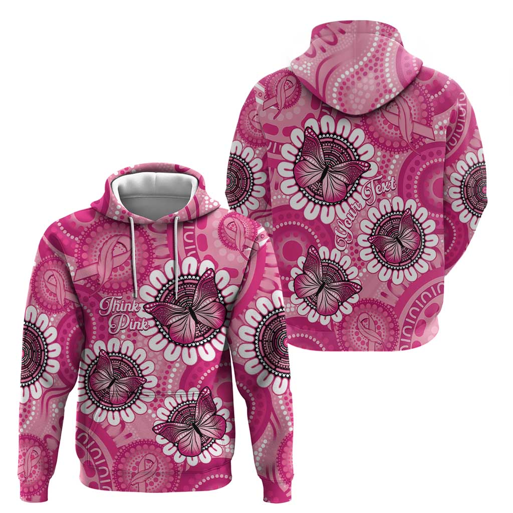Personalised Australia Indigenous Hoodie Breast Cancer Ribbon Think Pink - Pink Version LT14
