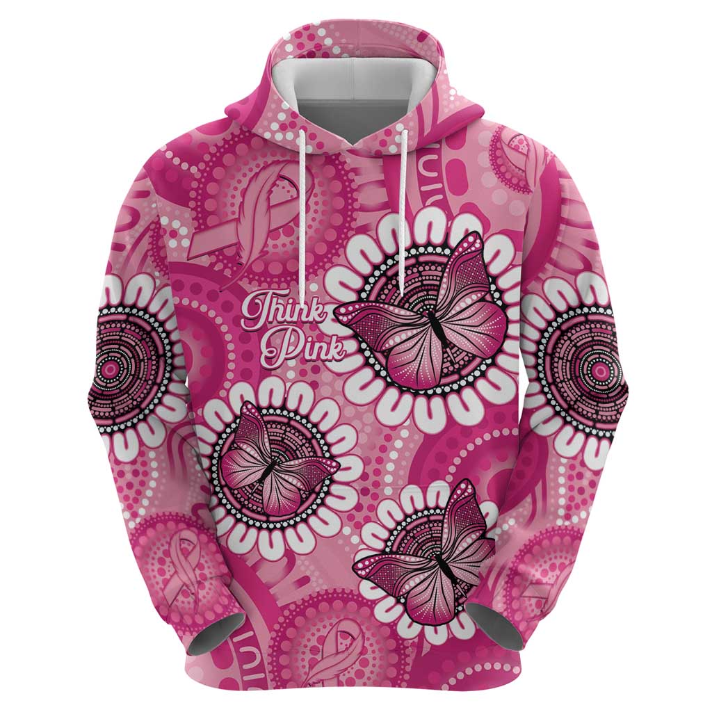 Personalised Australia Indigenous Hoodie Breast Cancer Ribbon Think Pink - Pink Version LT14