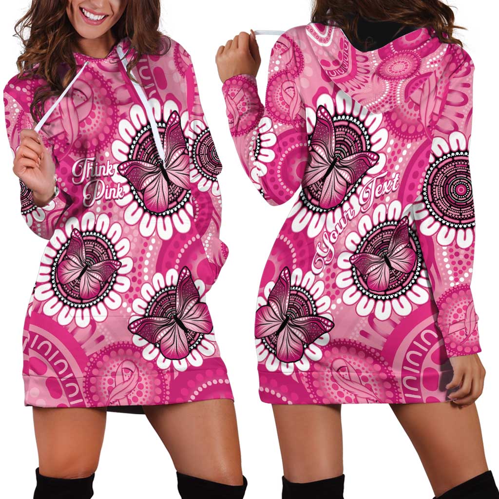 Personalised Australia Indigenous Hoodie Dress Breast Cancer Ribbon Think Pink - Pink Version LT14