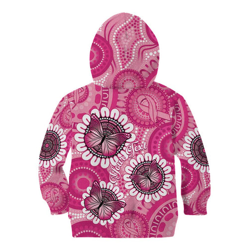 Personalised Australia Indigenous Kid Hoodie Breast Cancer Ribbon Think Pink - Pink Version LT14