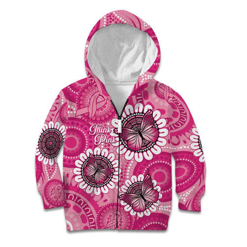 Personalised Australia Indigenous Kid Hoodie Breast Cancer Ribbon Think Pink - Pink Version LT14