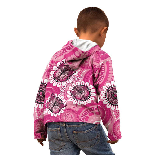 Personalised Australia Indigenous Kid Hoodie Breast Cancer Ribbon Think Pink - Pink Version LT14