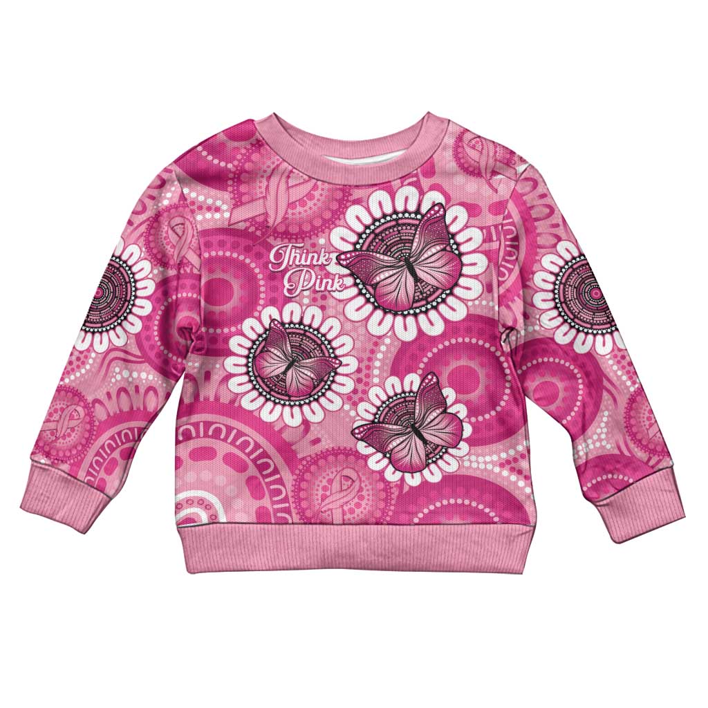 Personalised Australia Indigenous Kid Ugly Christmas Sweater Breast Cancer Ribbon Think Pink - Pink Version - Aussie Hoodie