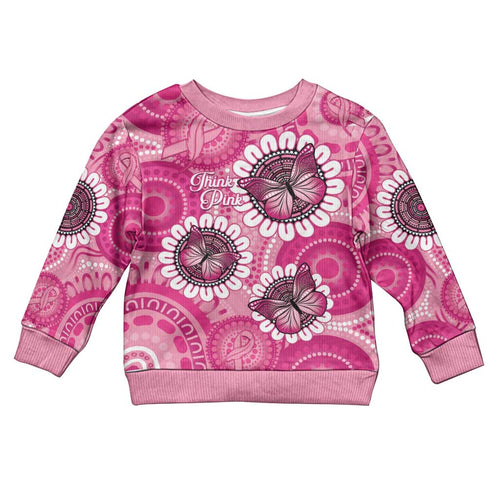 Personalised Australia Indigenous Kid Ugly Christmas Sweater Breast Cancer Ribbon Think Pink - Pink Version - Aussie Hoodie