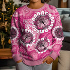 Personalised Australia Indigenous Kid Ugly Christmas Sweater Breast Cancer Ribbon Think Pink - Pink Version - Aussie Hoodie