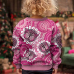 Personalised Australia Indigenous Kid Ugly Christmas Sweater Breast Cancer Ribbon Think Pink - Pink Version - Aussie Hoodie